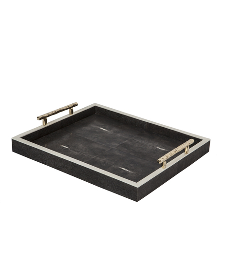 Charcoal_shagreen_tray_with_handles_top_view_main